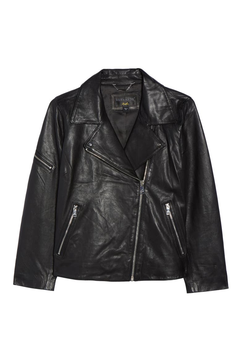 Kirwin Leather Moto Jacket, Alternate, color, BLACK