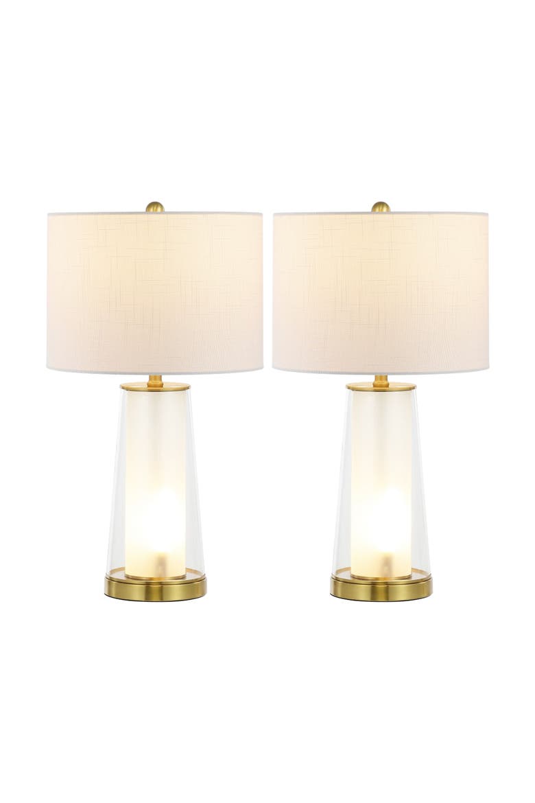 Tryon 26" Modern Minimalist Glass/Iron Nightlight LED Table Lamp, Main, color, Clear/Brass Gold