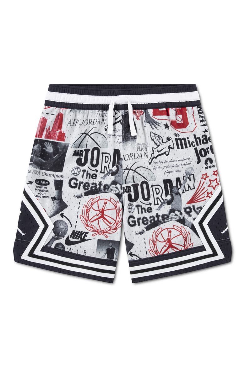 Kids' Print Dri-FIT Mesh Basketball Shorts, Main, color, NEUTRAL GREY