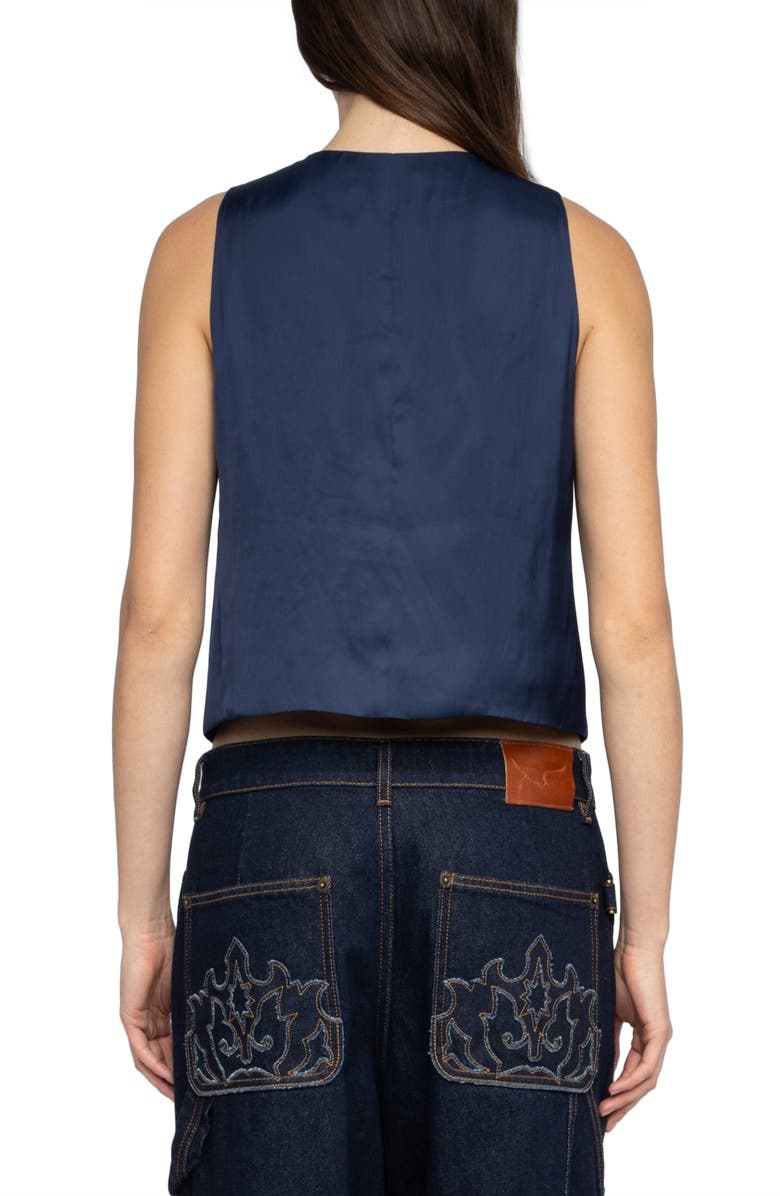 Zadig & Voltaire Emaux Sleeveless Satin Top, Alternate, color, Marine