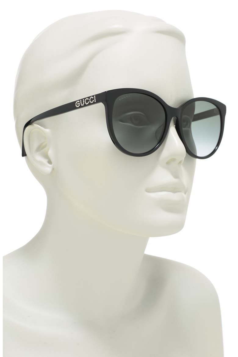 56mm Round Sunglasses, Alternate, color, BLACK