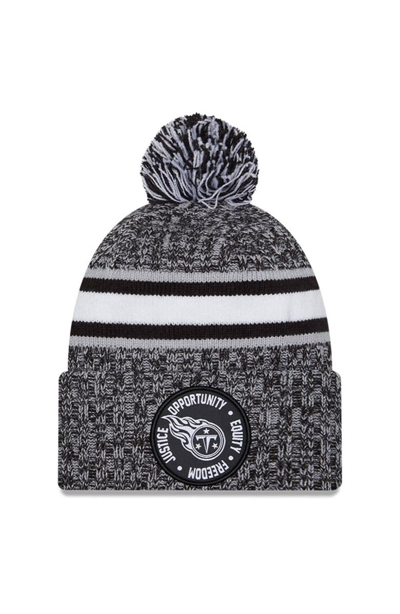 New Era Men's New Era Heather Black Tennessee Titans 2023 Inspire Change Cuffed Knit Hat With Pom, Main, color, Heather Black
