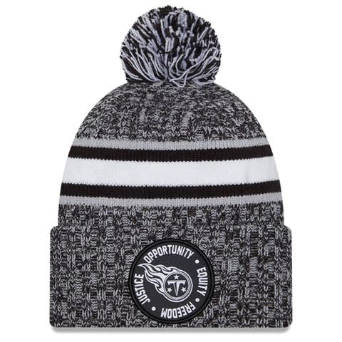 Men's New Era Heather Black Tennessee Titans 2023 Inspire Change Cuffed Knit Hat With Pom