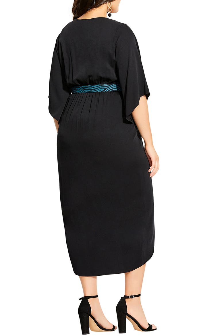 Faux Wrap Dress, Alternate, color, BLACK