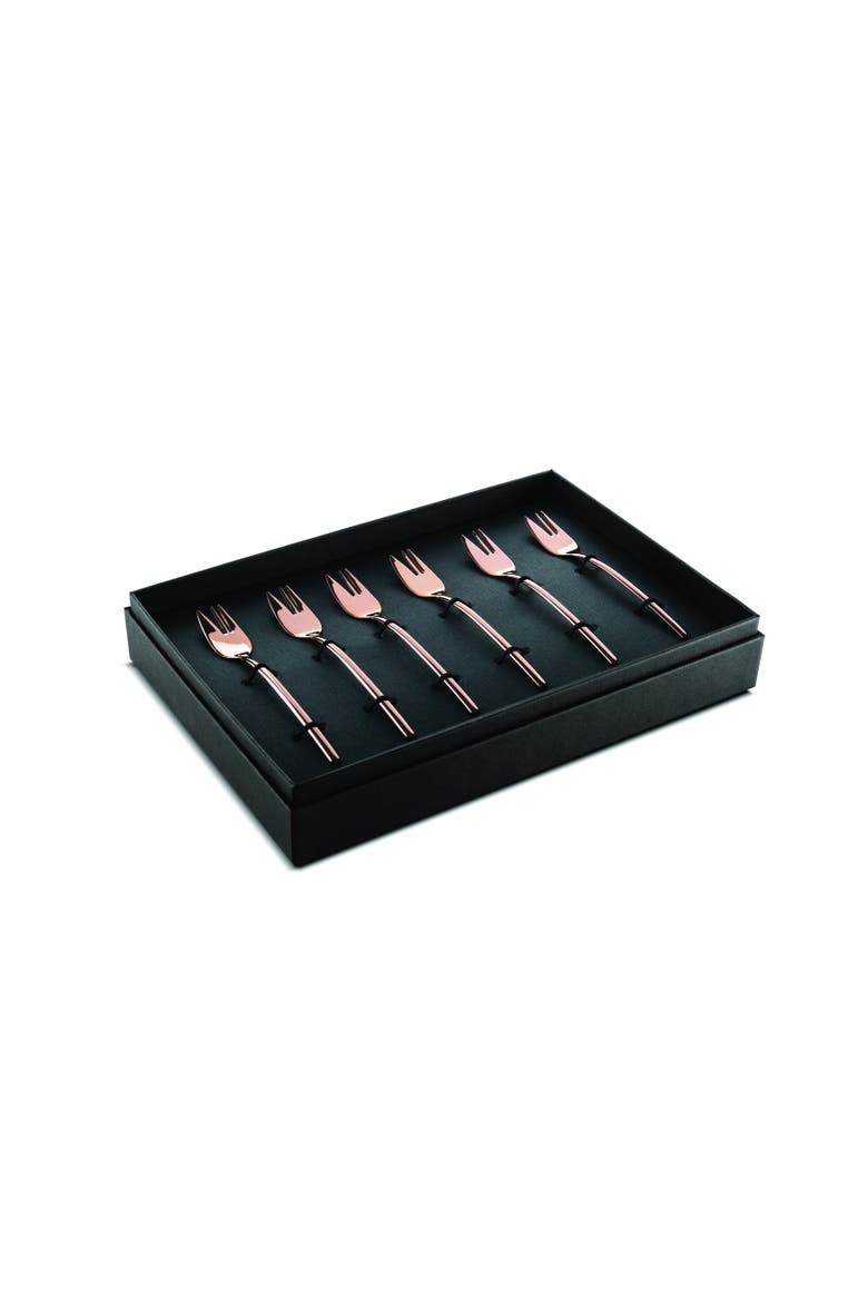 Due Cake Forks Gift Box Set - 6 Pieces, Main, color, Bronze