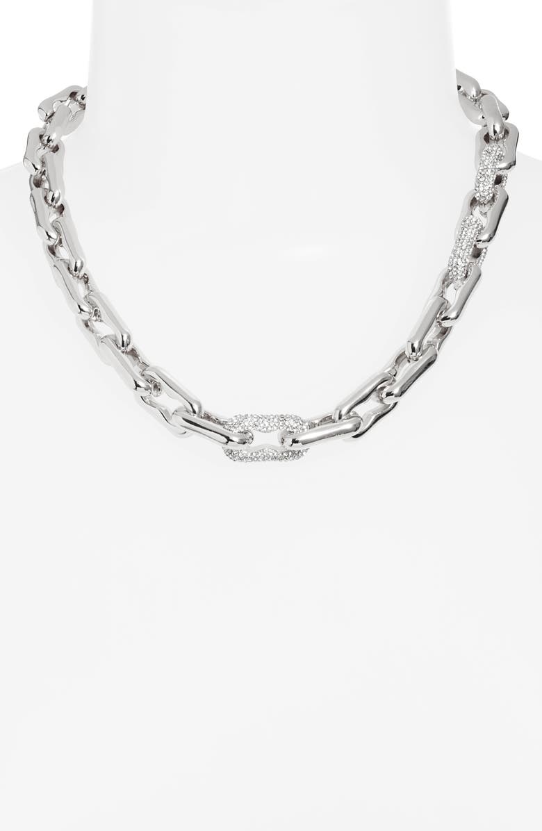 Open Edit Pavé Crystal Link Chain Necklace, Alternate, color,