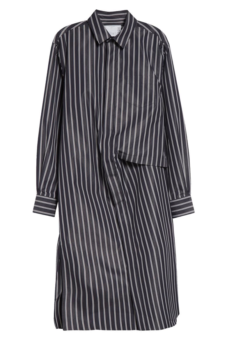 Stripe Long Sleeve Poplin Shirtdress, Alternate, color, NAVY STRIPE