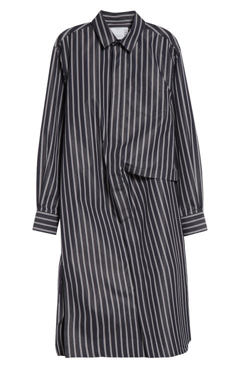 Stripe Long Sleeve Poplin Shirtdress