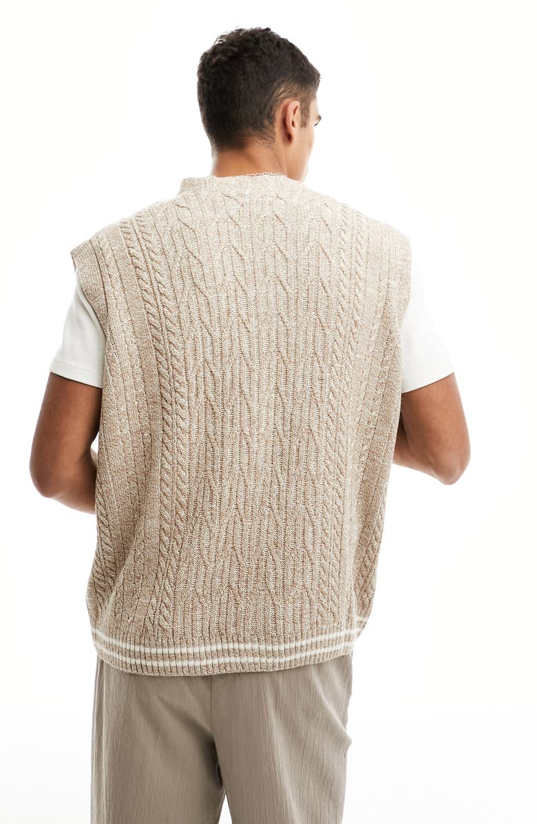ASOS DESIGN Oversize Cable Button Front Sweater Vest, Alternate, color, 