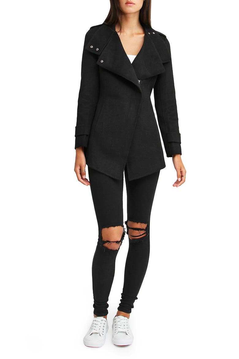 Bad Girl Wool Blend Moto Coat, Alternate, color, BLACK