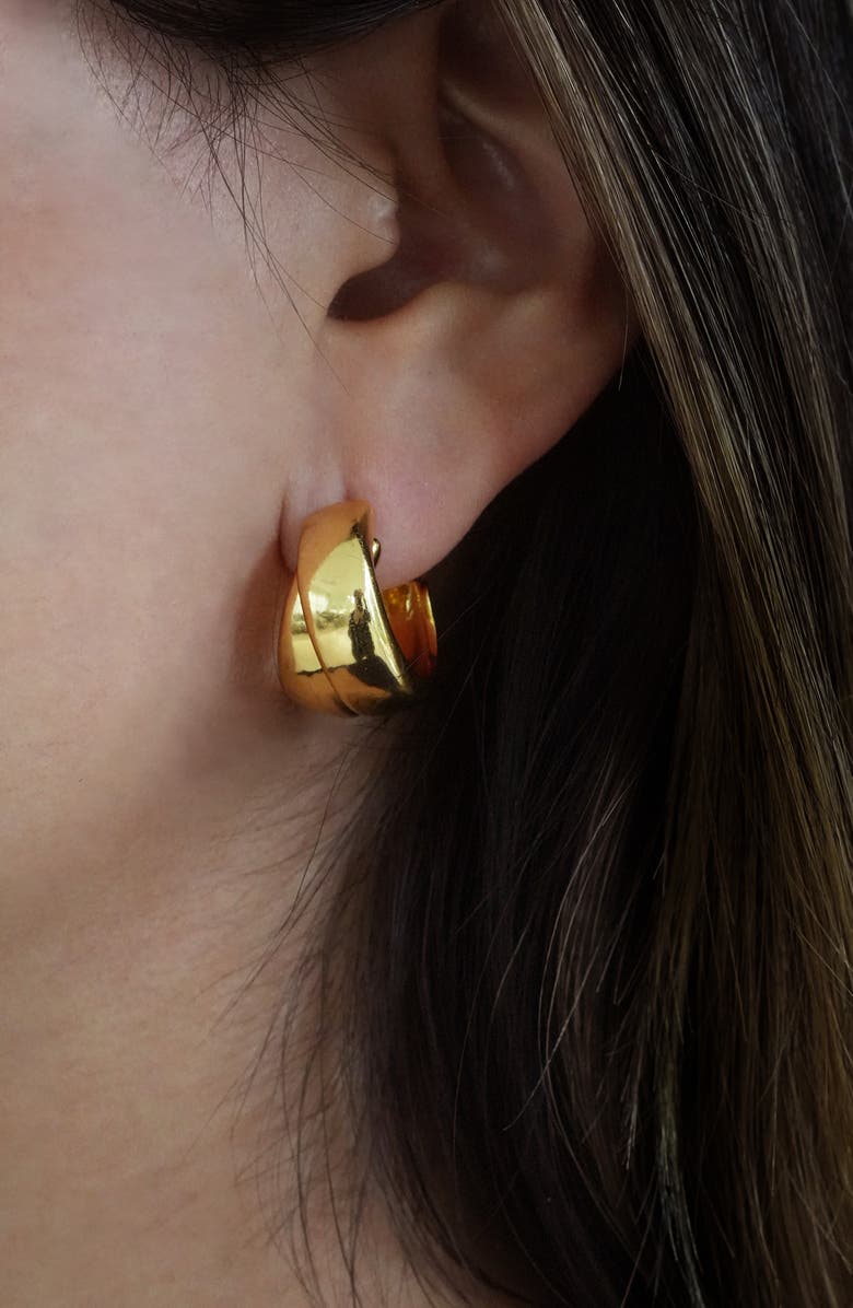 Argento Vivo Sterling Silver Double Hoop Earrings, Alternate, color, Gold