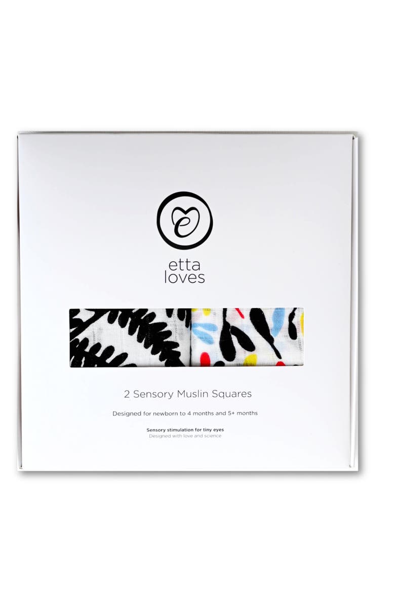 ETTA LOVES Plant Print 2-Pack Organic Cotton Muslin Squares, Alternate, color, Plant Print Mixed