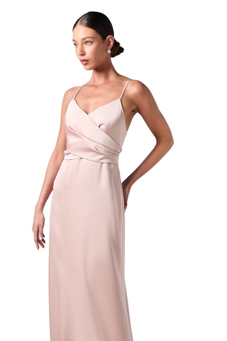 Wrap Waist Satin Cami Bridesmaids Dress, Alternate, color, Mocha