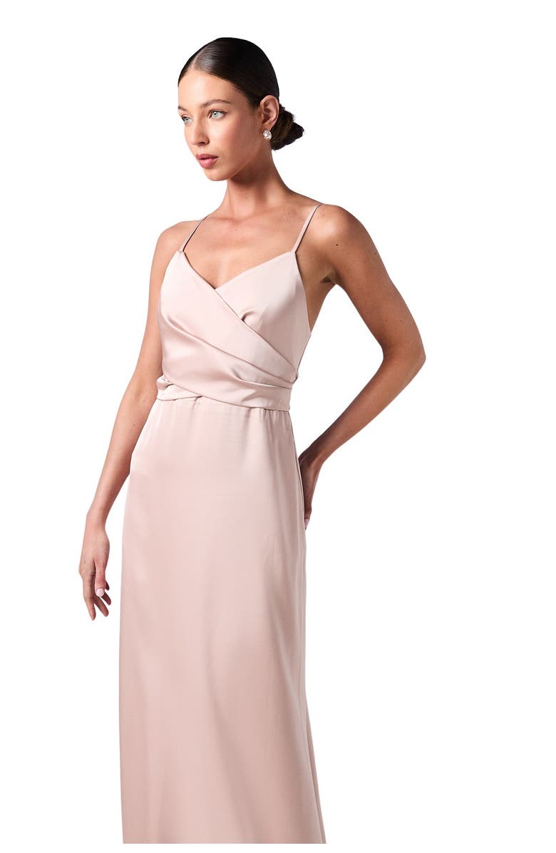 Coast Wrap Waist Satin Cami Bridesmaids Dress, Alternate, color, Mocha
