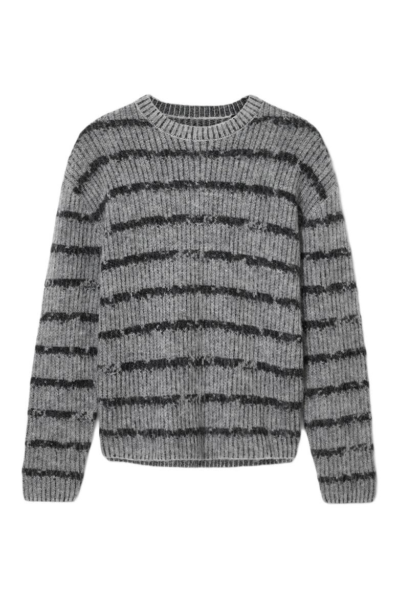 Dissolved Stripe Crewneck Sweater, Alternate, color, GREY/ BLACK