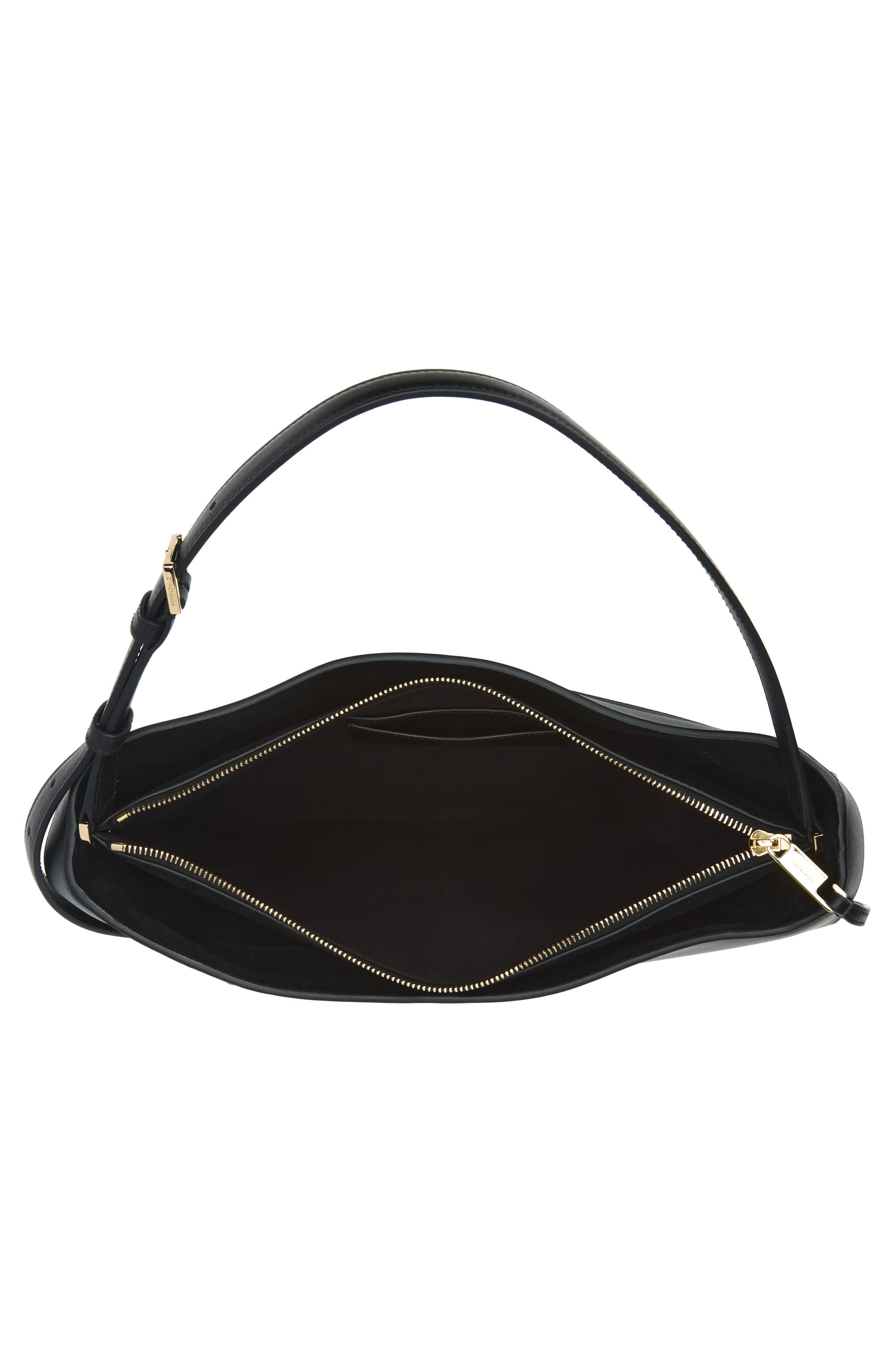Medium Cara Leather Shoulder Bag, Alternate, color, NERO