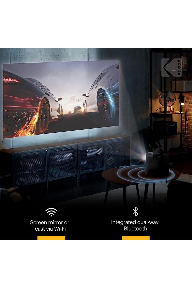 FLIK HD9 Smart Projector, Portable Mini Projector with Android TV & Bluetooth, Alternate, color, White