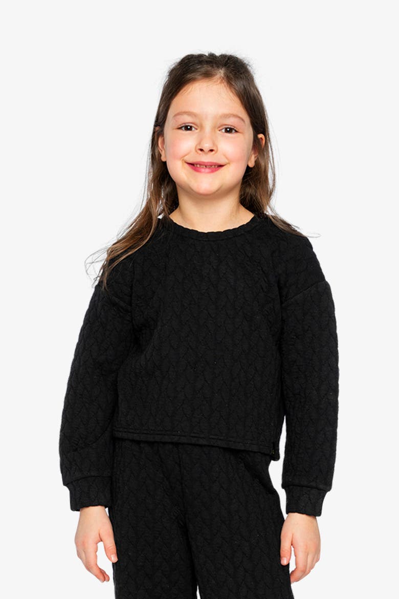 Quilted Diamond Shoulder Button Jacquard Sweatshirt, Alternate, color, Black
