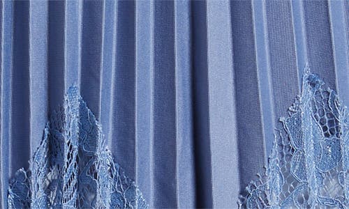 Nikki Lund Sigrid Mixed Media Pleated Skirt In Blue