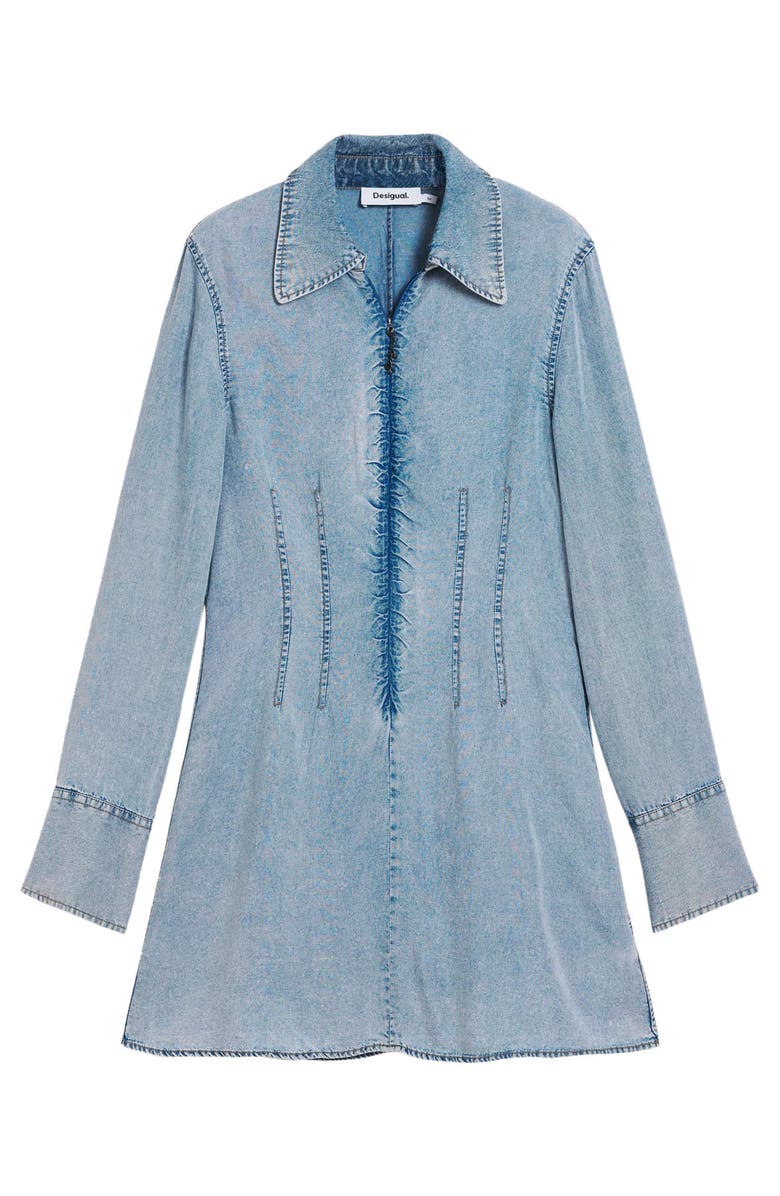 Desigual Long Sleeve Denim Shirtdress, Alternate, color, Light Blue