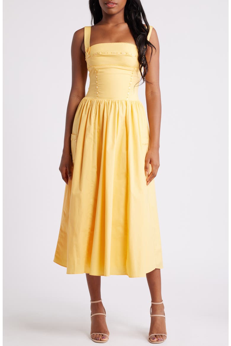 Vivien Midi Sundress, Alternate, color, FLAX