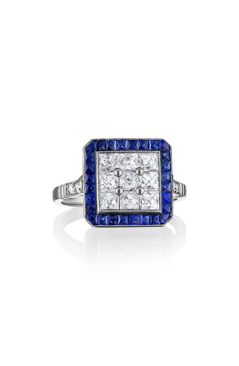 French Diamond & Sapphire Statement Ring
