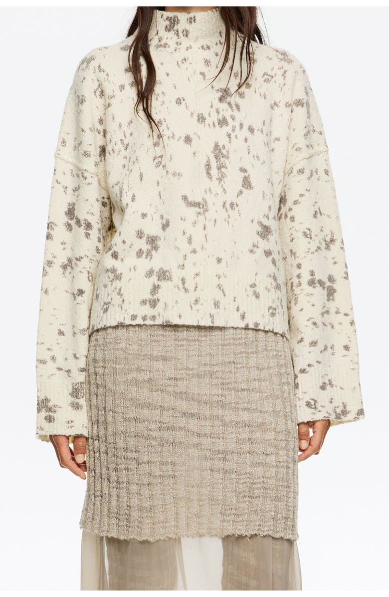 Bimba y Lola Boxy High Neck Sweater, Main, color, Lynx Ivory