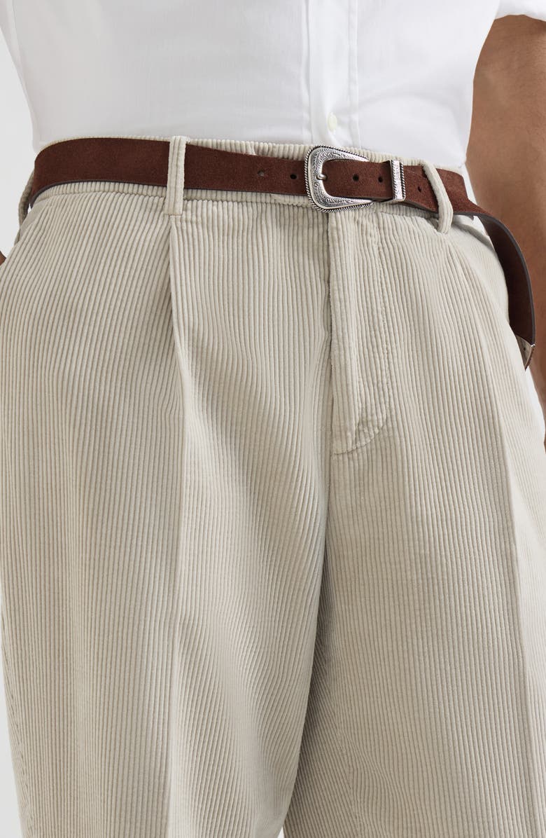 Brunello Cucinelli Garment-dyed trousers in cotton corduroy with pleat, Alternate, color, 