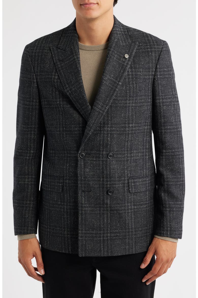 Ridley Slim Fit Windowpane Plaid Wool Blend Sport Coat, Alternate, color, CHARCOAL