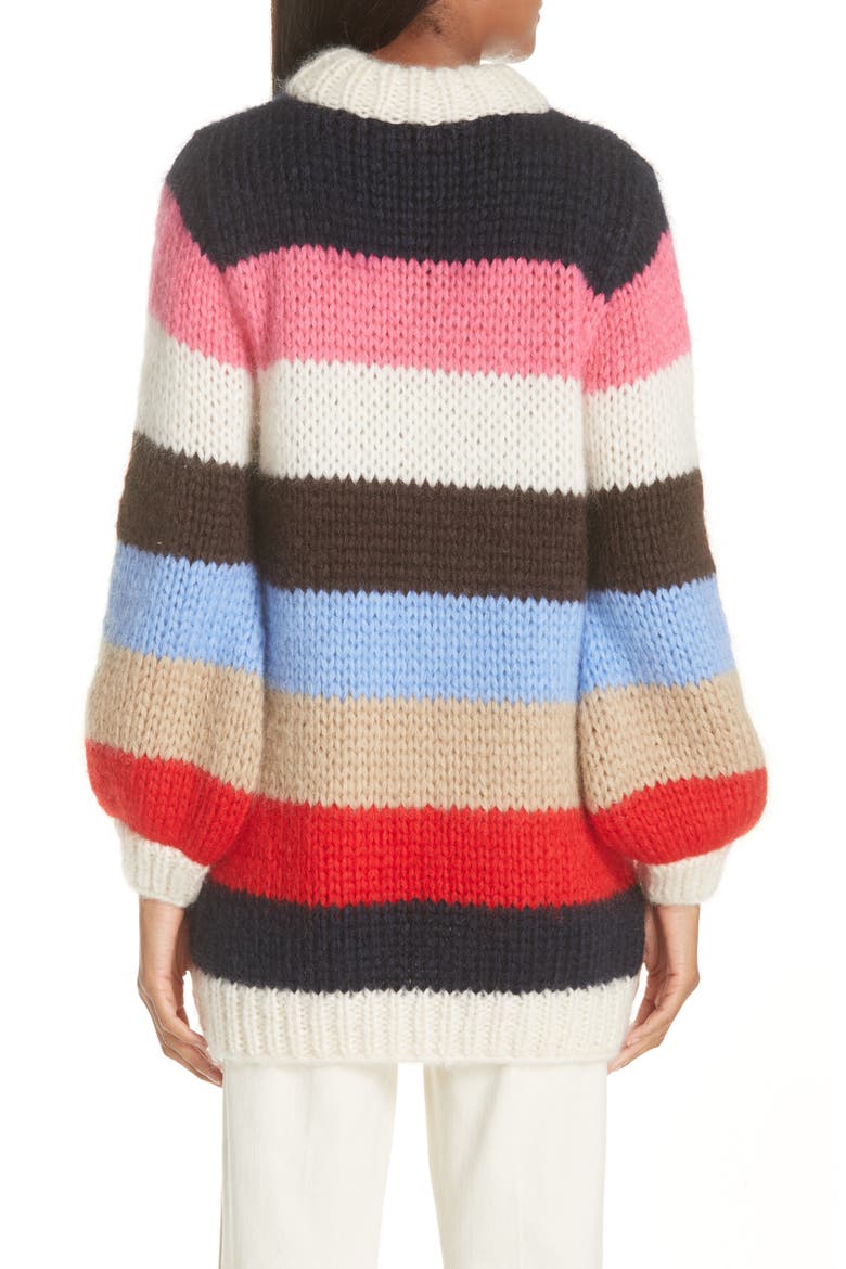 Julliard Multistripe Mohair & Wool Sweater, Alternate, color, WHITE