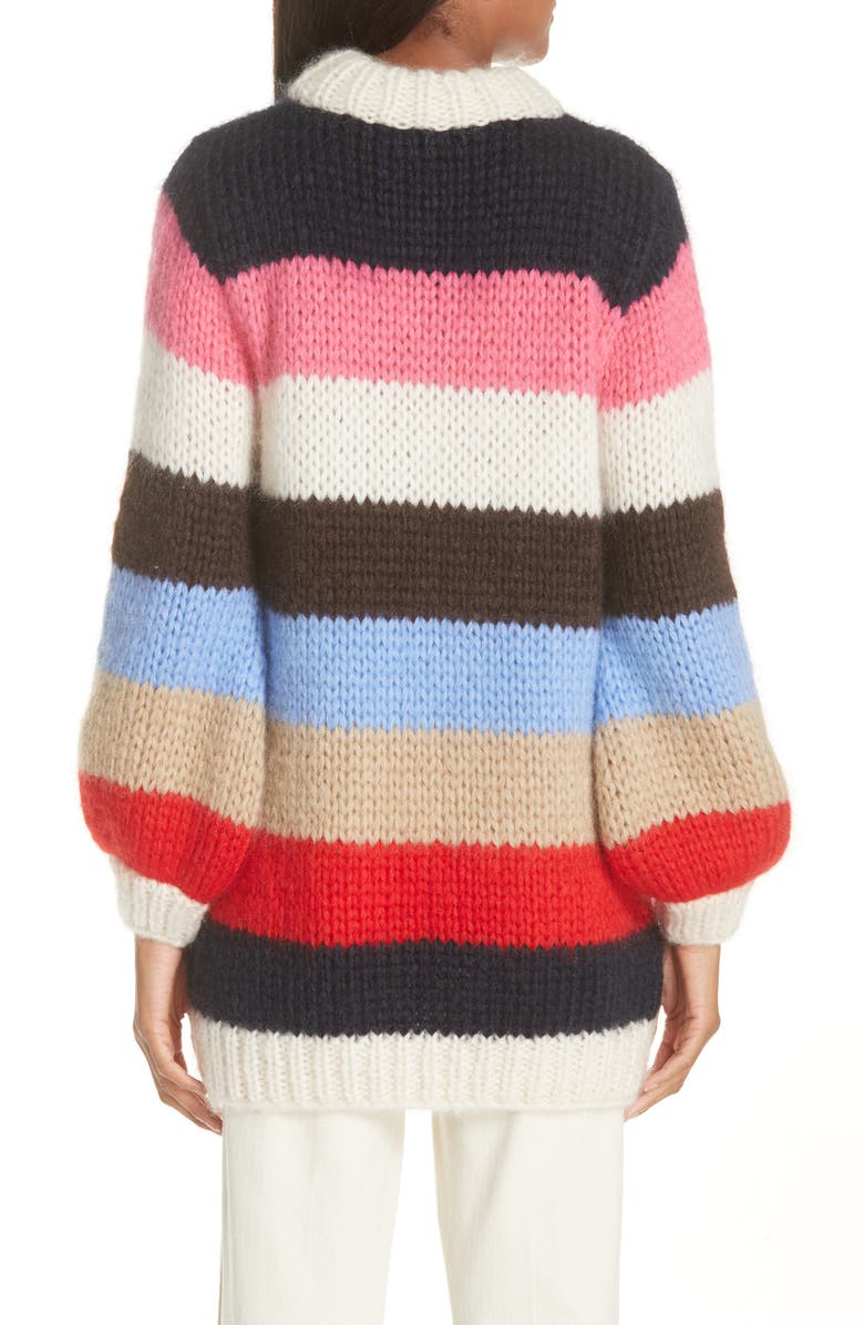 Ganni Julliard Multistripe Mohair & Wool Sweater, Alternate, color,