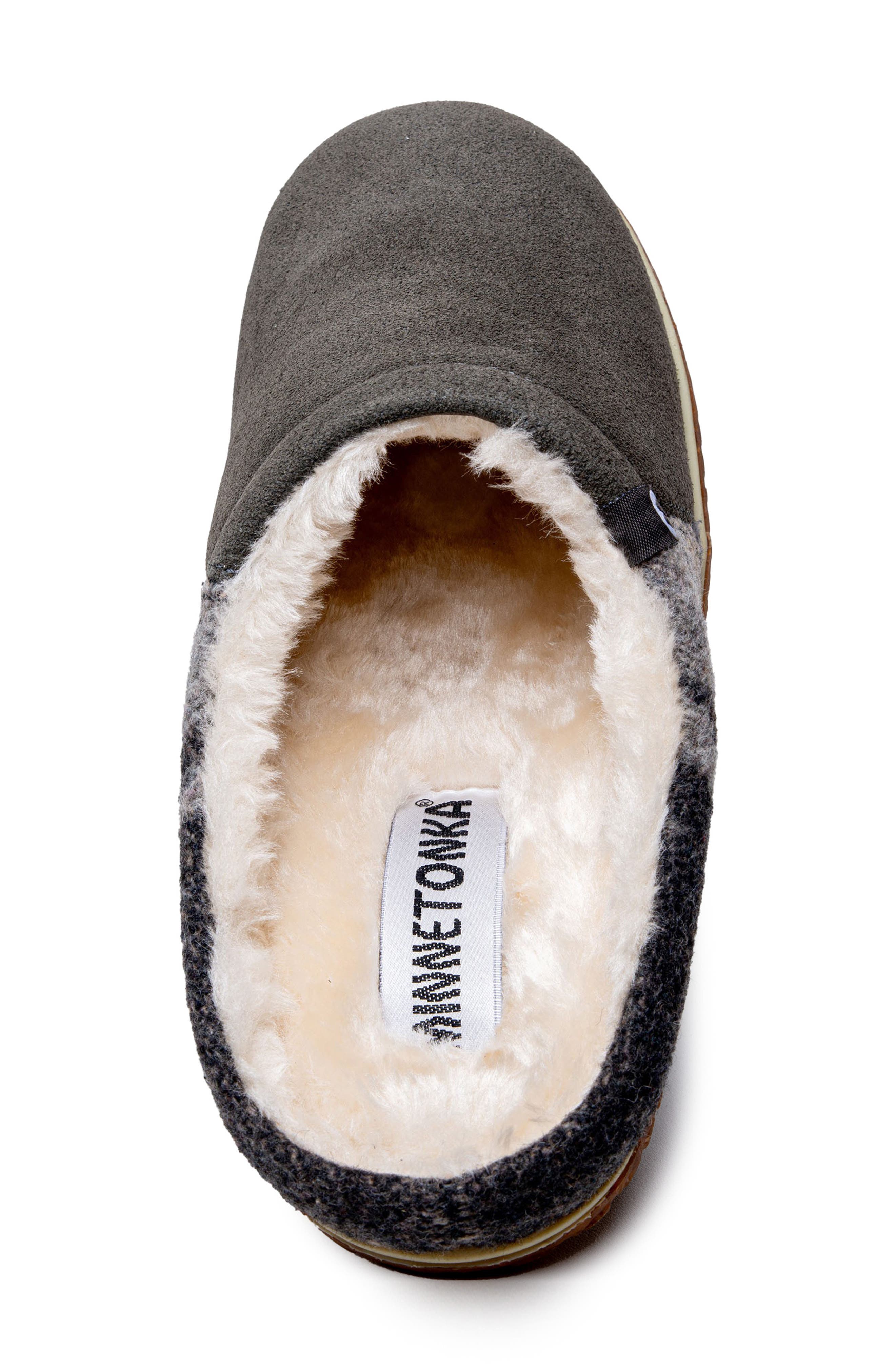 Minnetonka Tahoe Faux Fur Lined Slipper, Alternate, color, Grey Multi