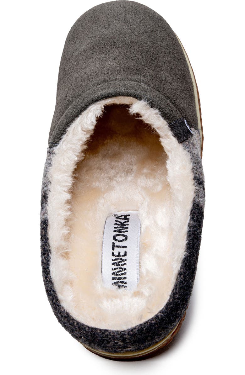 Minnetonka Tahoe Faux Fur Lined Slipper, Alternate, color, Grey Multi