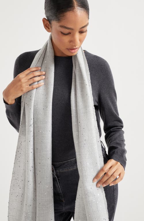Brunello Cucinelli Sequin-embellished Cashmere-blend Scarf In Metallic