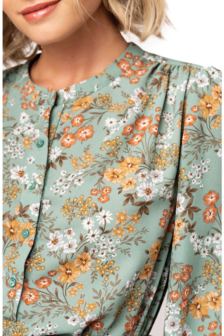 Floral Long Sleeve Dress, Alternate, color, SAGE FLORAL