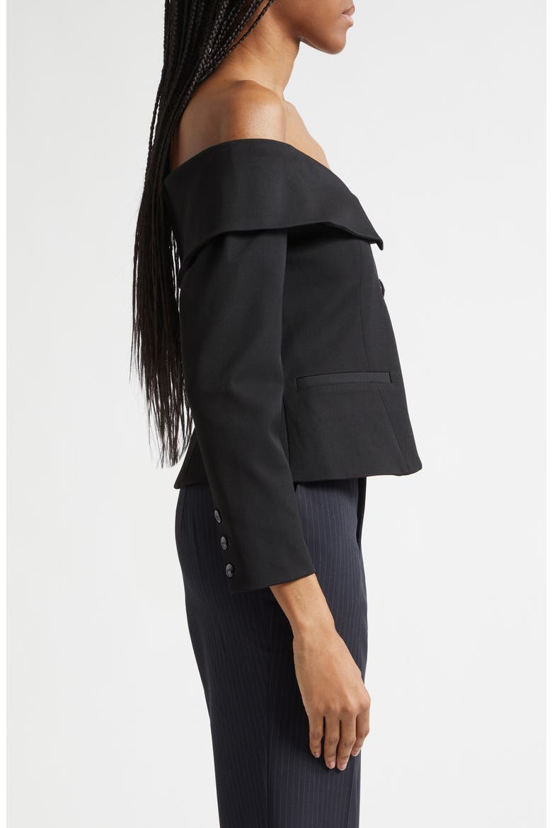 Ingrid Off the Shoulder Crop Blazer Top, Alternate, color, BLACK