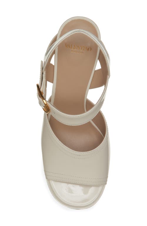 Valentino Sandalo Con Plateau Fawcette In Vitello Abrasivato 100mm