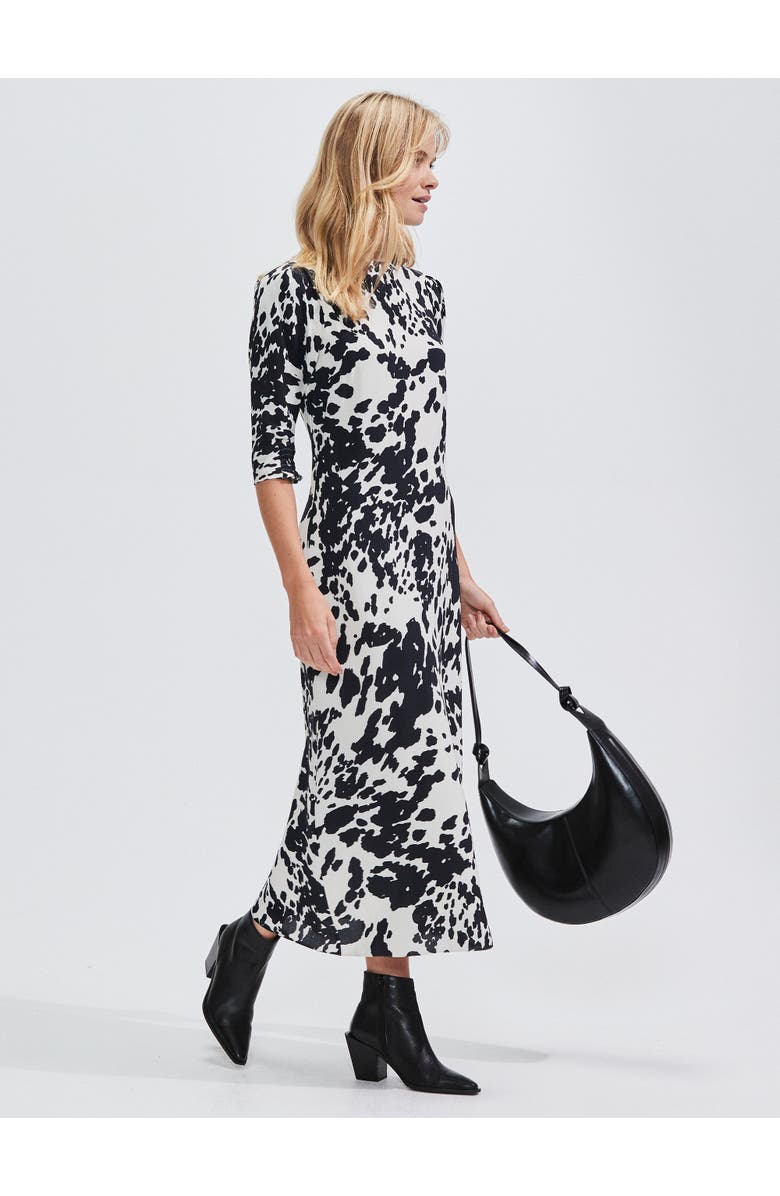 Ro&Zo Mono Spot Printed Puff Sleeve Dress, Main, color, Mono