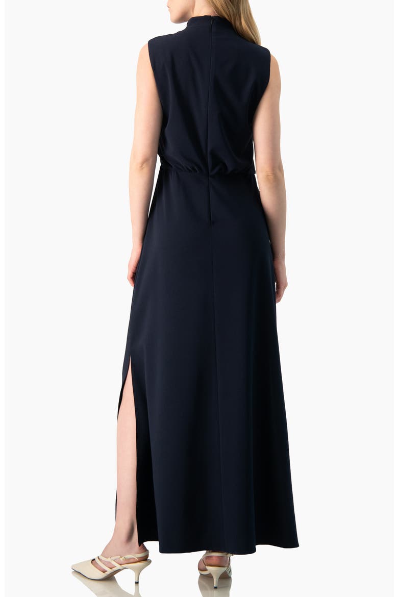High-Neck Sleeveless Long Dress with Side Slit, Alternate, color, Navy Blue