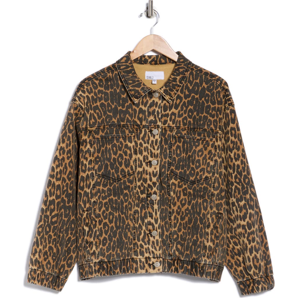 Dr2 By Daniel Rainn Leopard Print Oversize Trucker Jacket In Animal Print