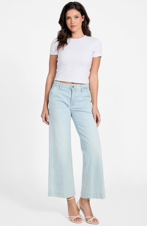 Guess Zoya Crop Wide Leg Jeans In Blue
