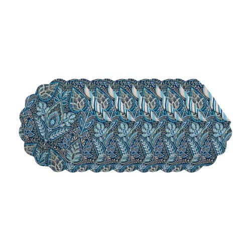 C & F Home C&f Home Bailey Blue Reversible Machine Washable Round Scallop Quilt Placemats Set Of 6 In Blue