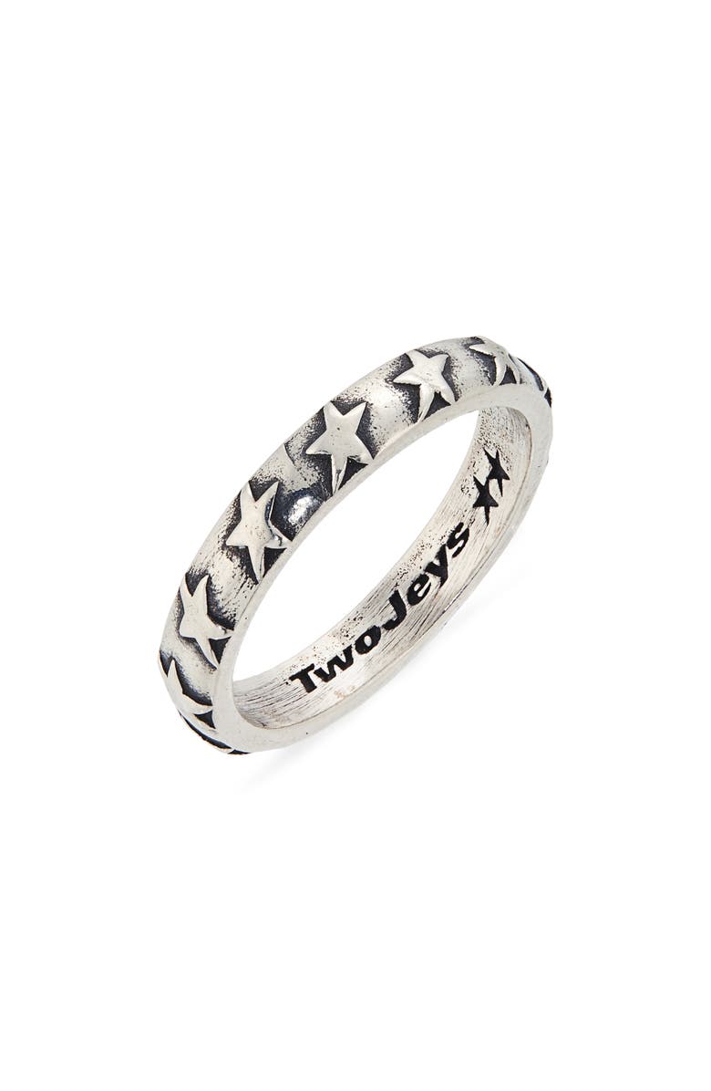 TWOJEYS Men's Star Studded Band Ring, Main, color, Silver