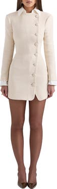 HOUSE OF CB Leoni Houndstooth Long Sleeve Minidress