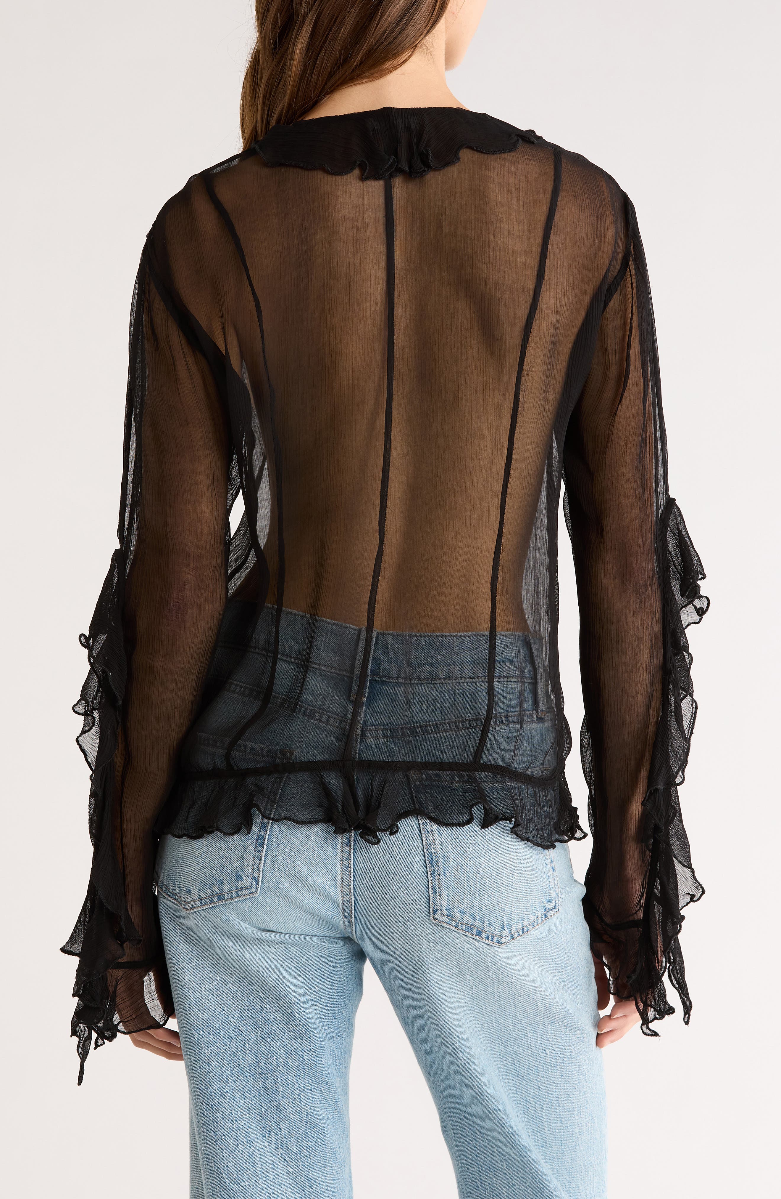 Kellcy Sheer Ruffle Sleeve Top - image 2