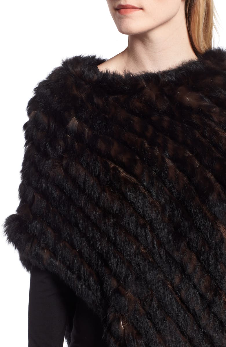 La Fiorentina Genuine Rabbit Fur Poncho, Alternate, color, 