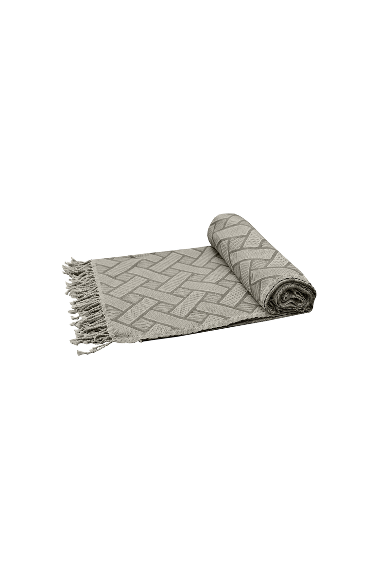 Leighton w Fringe 100% Cotton Blanket 70" x 70", Alternate, color, Gray