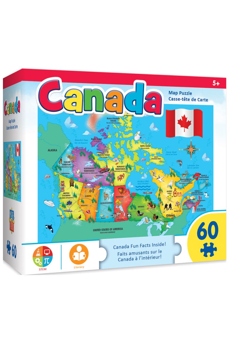 Canada Map 60 Piece Jigsaw Puzzle, Main, color, Multicolor