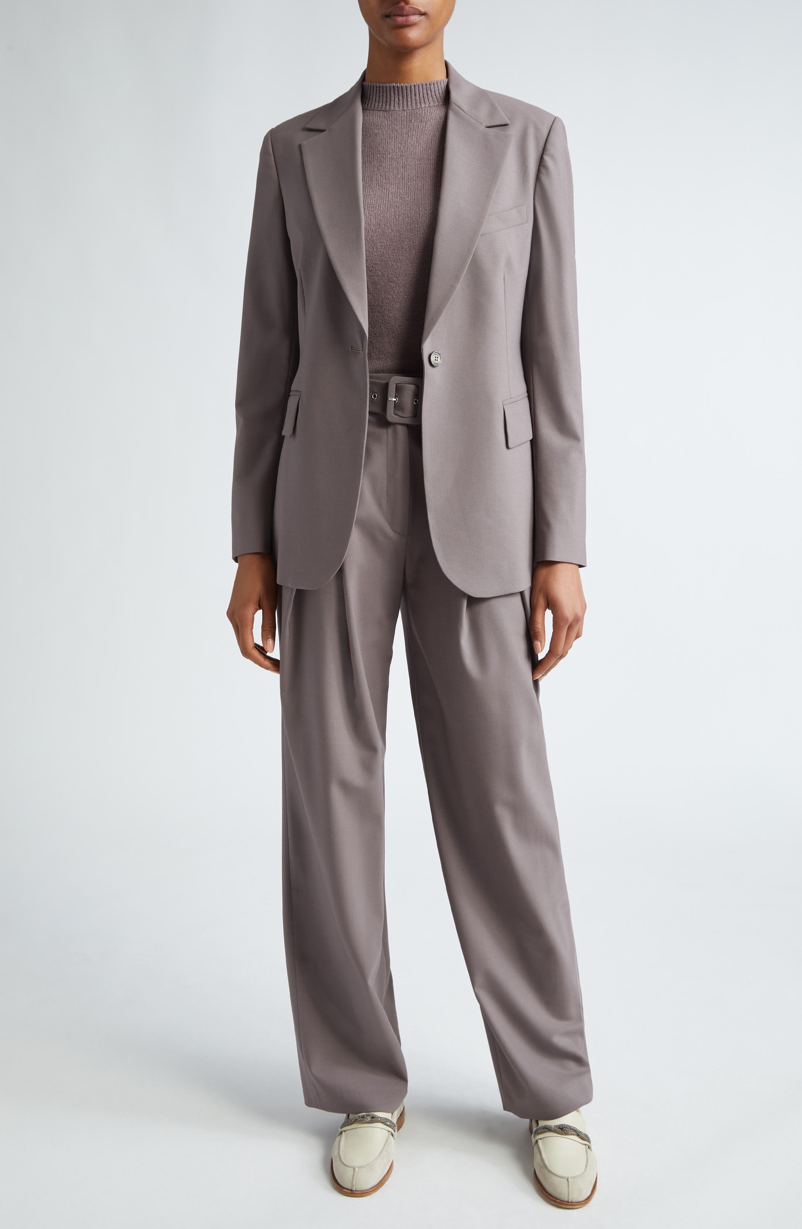 One-Button Stretch Wool Blazer - image 2