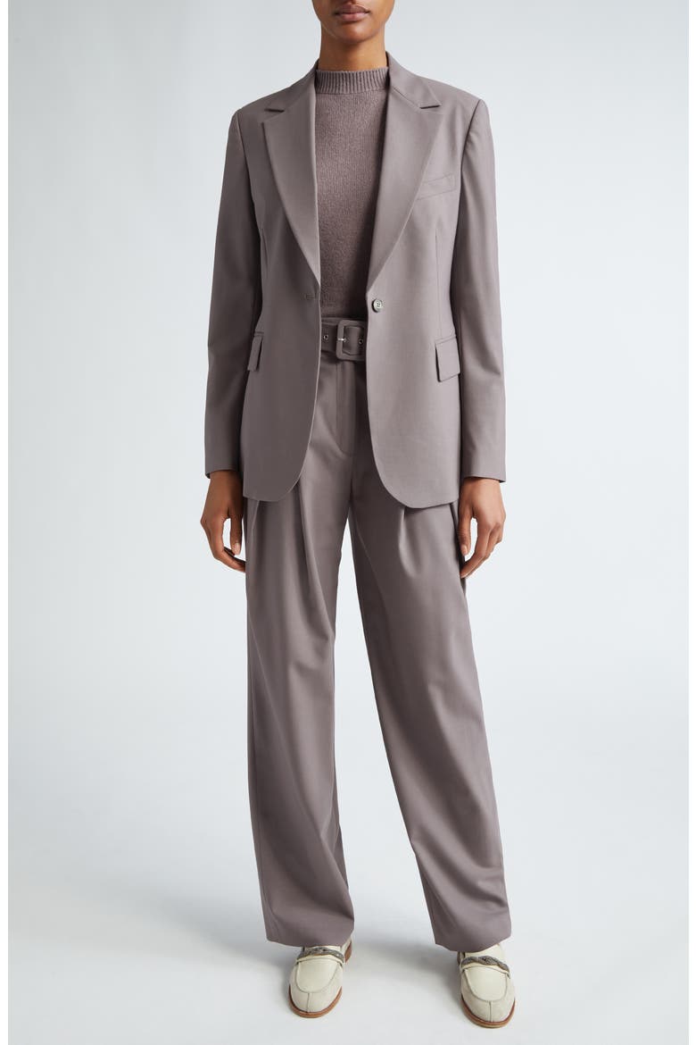 Pleated Stretch Wool Belted Pants, Alternate, color, VIOLA